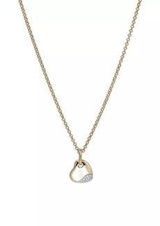 John Hardy Pebble 14K Yellow Gold & 0.15 TCW Diamond Heart Pendant Necklace