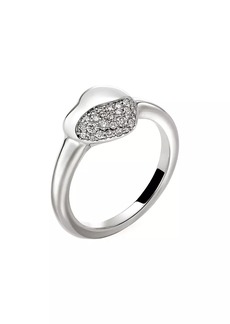 John Hardy Pebble Sterling Silver & 0.22 TCW Diamond Heart Ring