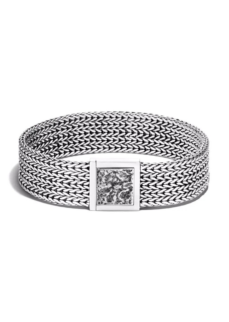 John Hardy silver Classic Chain reticulated pusher clasp bracelet