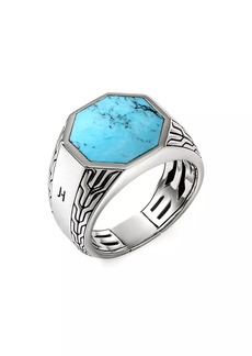 John Hardy Sterling Silver & Turquoise Signet Ring