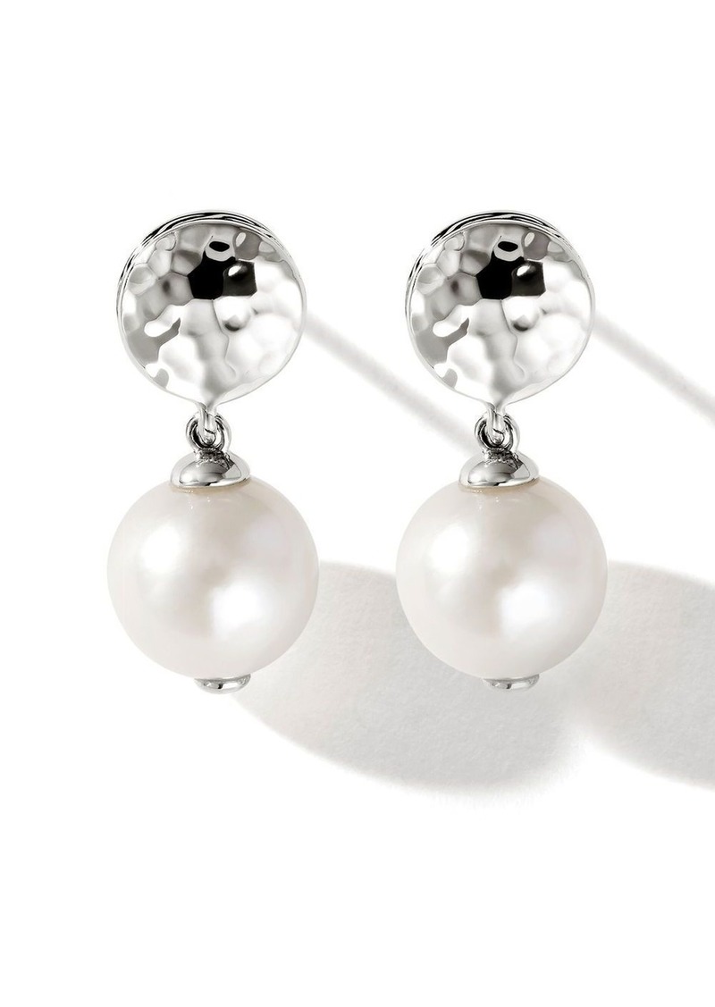 John Hardy freshwater pearl hammered drop earrings