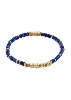 John Hardy Thailand 14K Gold & Lapis Lazuli Heishi Beaded Bracelet