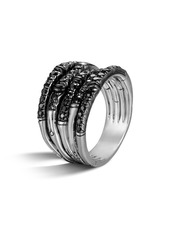Women's John Hardy 'Bamboo - Lava' Wide Pave Sapphire Stack Ring