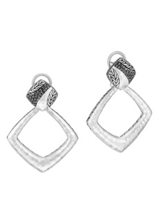 John Hardy Classic Chain Hammered Silver Square Drop Back Earrings in Black/Silver at Nordstrom Rack