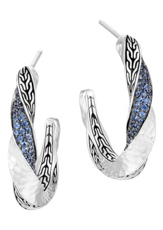 John Hardy Classic Chain Twisted Diamond Hoop Earrings in Blue Sapphire at Nordstrom Rack