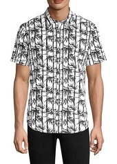 John Varvatos Bamboo-Print Short-Sleeve Shirt