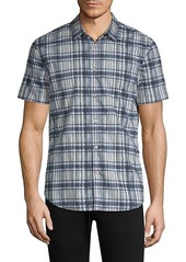 John Varvatos Grid-Plaid Short-Sleeve Shirt