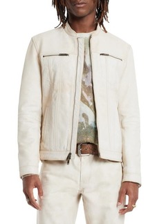 John Varvatos Brando Band Collar Leather Jacket