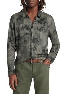 John Varvatos Camellia Tie Dye Slub Knit Linen Button-Up Shirt