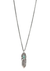 John Varvatos Collection Sterling Silver Artisan Metals Feather Turquoise Pendant Necklace, 24"