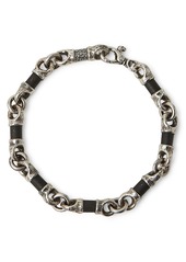 John Varvatos Collection Sterling Silver Artisan Metals Obsidian Link Bracelet