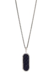 John Varvatos Collection Sterling Silver Blue Python Dog Tag Pendant Necklace, 24"