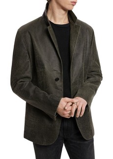 John Varvatos Concealed Placket Slim Fit Leather Jacket