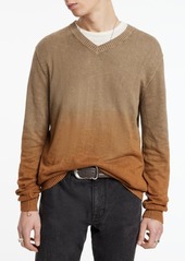 John Varvatos Kane Ombré V-Neck Cotton Slub Sweater