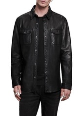 John Varvatos Lionel Leather Shirt Jacket in Black at Nordstrom