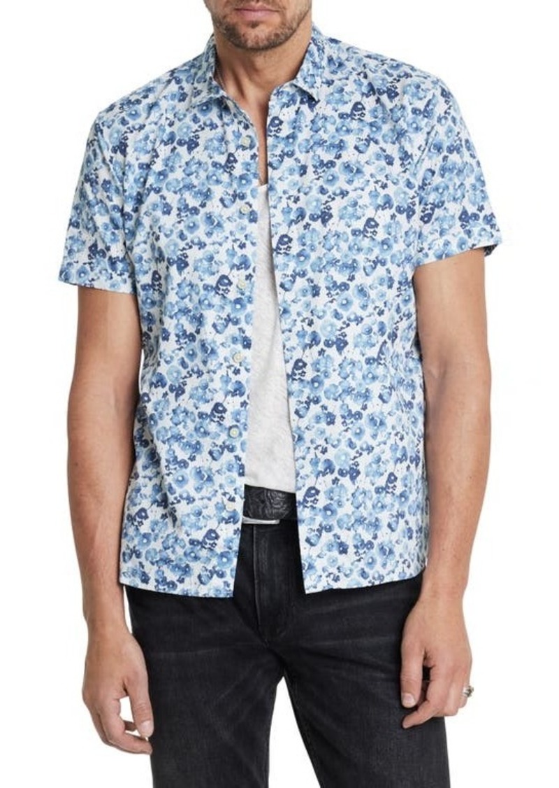 John Varvatos Loren Floral Short Sleeve Cotton Button-Up Shirt