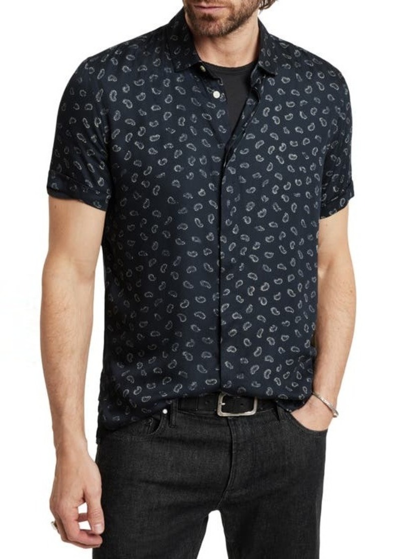 John Varvatos Loren Paisley Short Sleeve Modal Button-Up Shirt