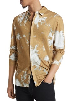 John Varvatos Madera Splash Dye Slub Linen Button-Up Shirt