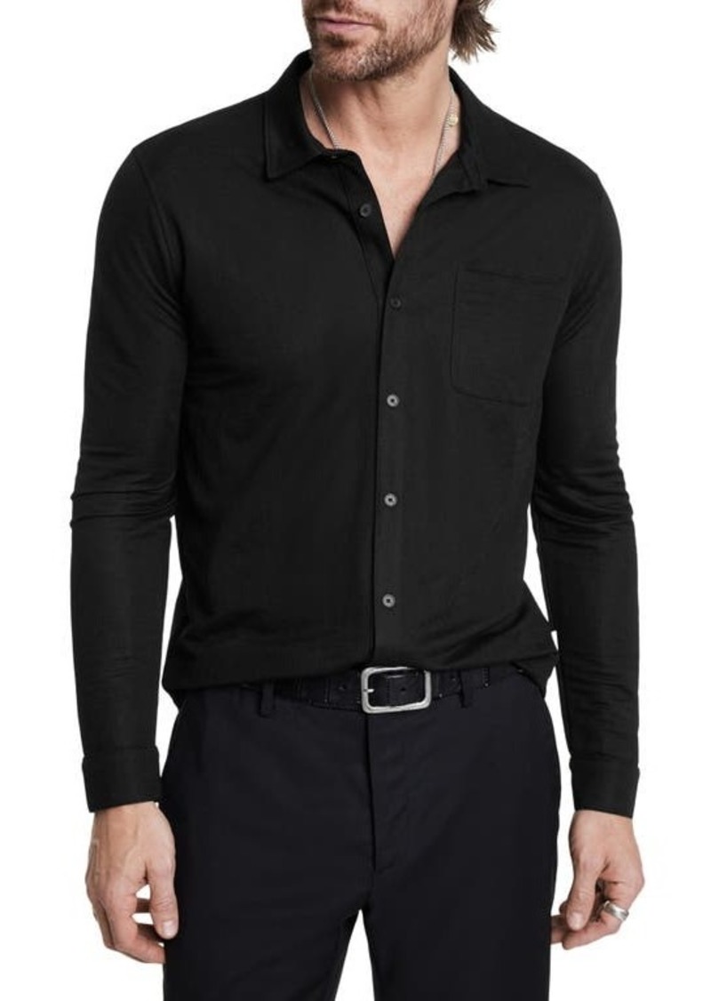 John Varvatos McGiles Piqué Knit Button-Up Shirt