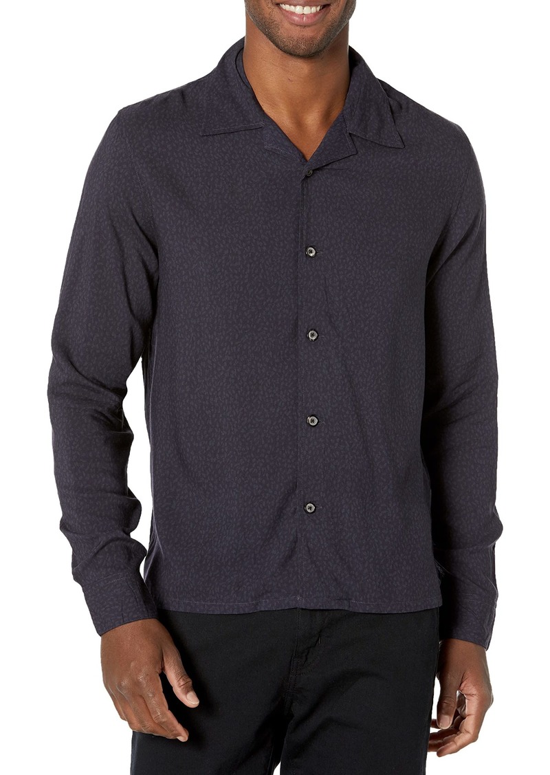 John Varvatos Men's Charlie Camp Collar Long Sleeve Shirt  XS