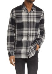 John Varvatos Men's Cole Regular Fit Seersucker Button-Up Shirt in Black at Nordstrom Rack