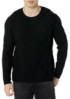 JOHN VARVATOS Men's Dotel Long Sleeve Cable Sweater