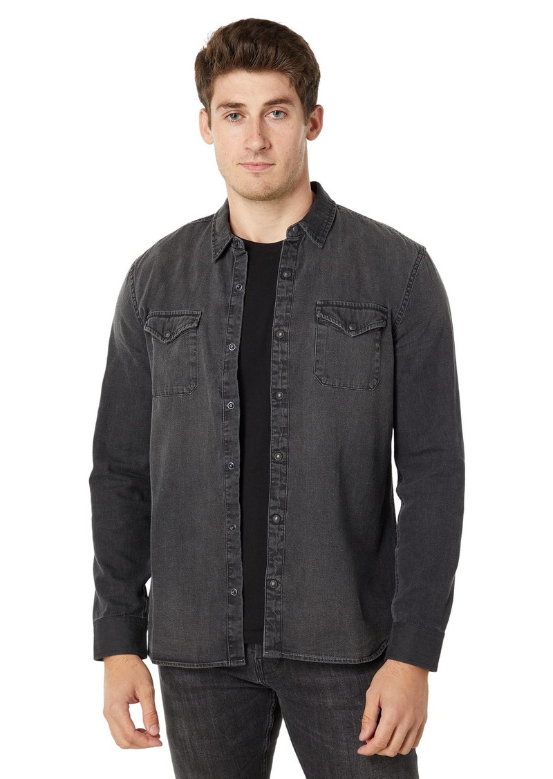 John Varvatos mens Marshall Regular Fit Ls Western Sport Shirt Snap Button Down Shirt   US