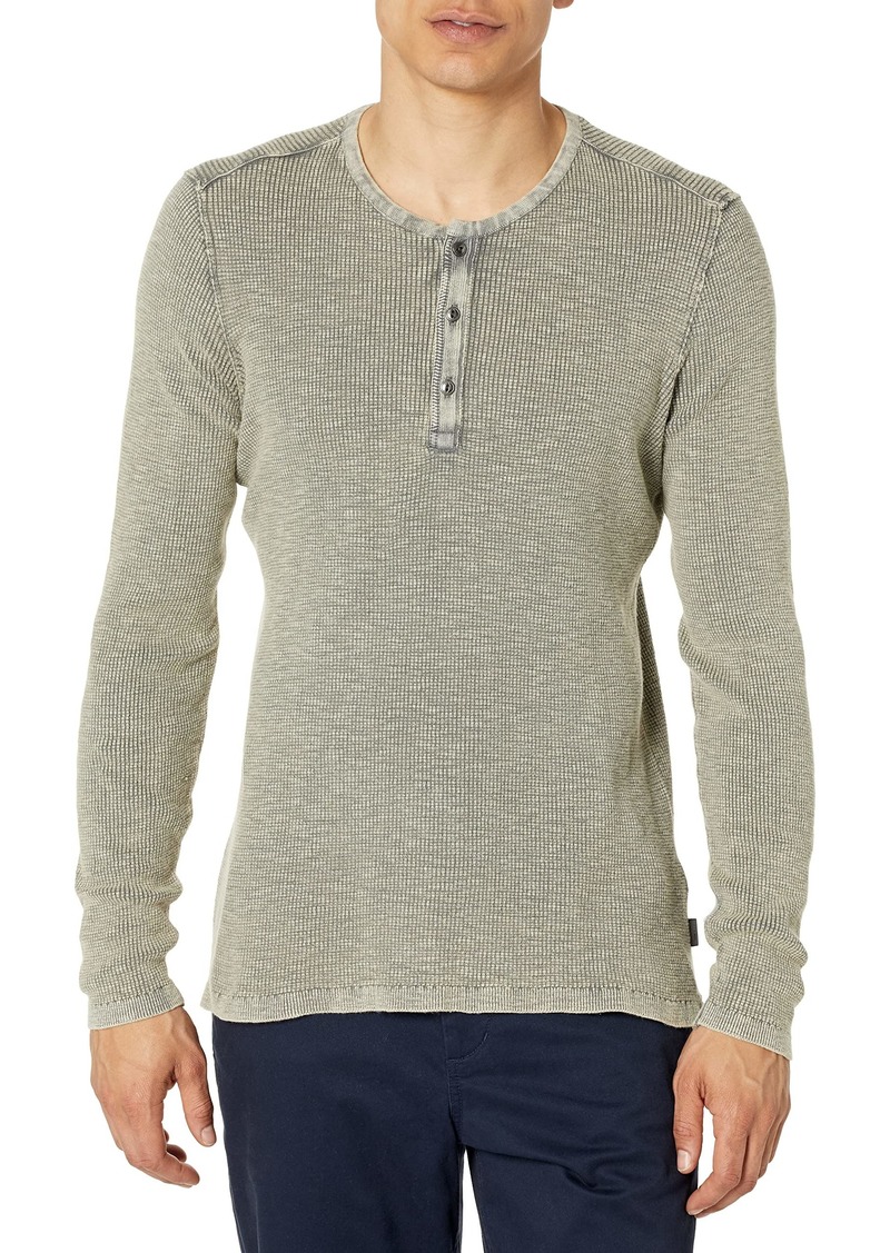 John Varvatos Men's Memphis Waffle Henley Grey HTHR