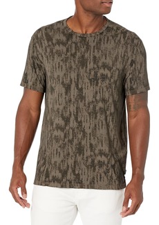 John Varvatos mens Ramsey Ikat Burnout Crew With Raw Edges T Shirt   US