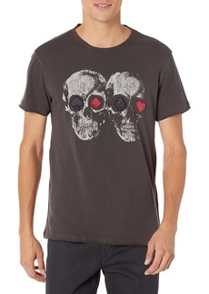 John Varvatos mens Raw Edge Tee - Double Down Skull T Shirt   US