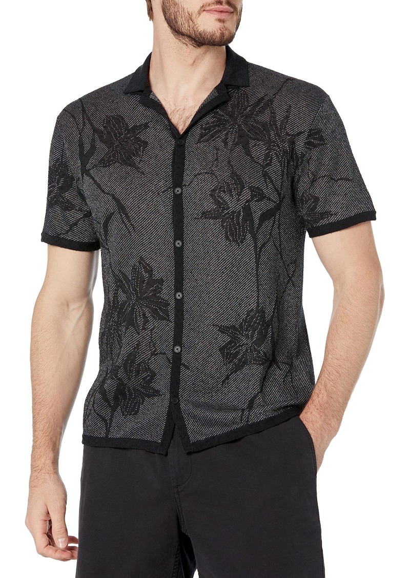 John Varvatos Men's Simon Short Sleeve Camp Collar Shirt