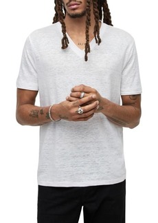 John Varvatos Men's Slim Fit Linen V-Neck T-Shirt