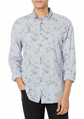 John Varvatos Men's Slim Fit Long Sleeve Stand Collar Printed Shirt