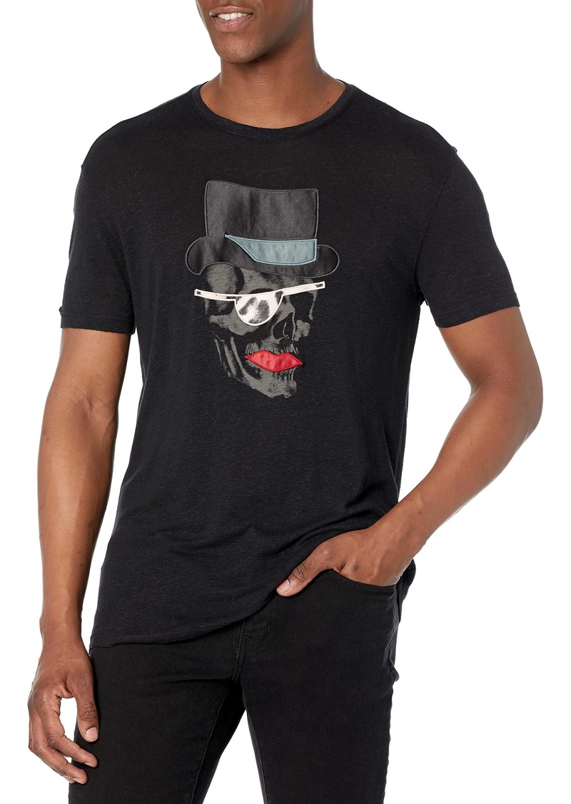 John Varvatos Men's SS Crew TEE-TOP HAT Skull  L