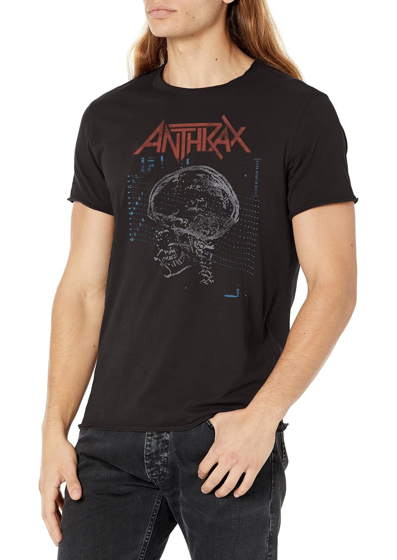 John Varvatos Men's SS RAW Edge TEE Vintage WASH-Anthrax White Noise  S