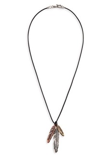 John Varvatos Mixed Feather Pendant Necklace