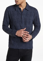 John Varvatos Newport Floral Lace Jacquard Long Sleeve Polo