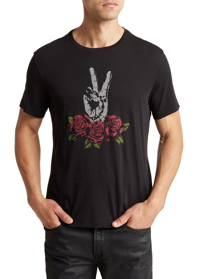 John Varvatos Peace Rose Cotton Graphic T-Shirt in Black at Nordstrom Rack