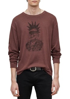 John Varvatos Punk Skull Relaxed Long Sleeve Graphic Tee in Terra Brown at Nordstrom