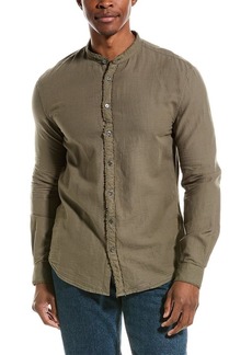 John Varvatos Slim Fit Band Collar Linen-Blend Shirt