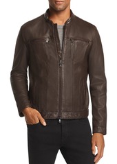 John Varvatos Star USA Leather Band Collar Moto Jacket