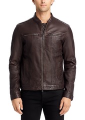 John Varvatos Star Usa Leather Band Collar Moto Jacket