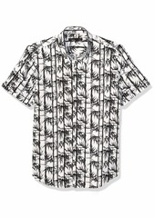 John Varvatos Star USA Men's Jasper Bamboo Print Short Sleeve Sport Shirt  Extra Extra Large