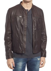 John Varvatos Star USA Band Collar Leather Jacket