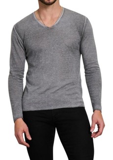 John Varvatos V-Neck Silk & Cashmere Sweater in Seal Grey at Nordstrom