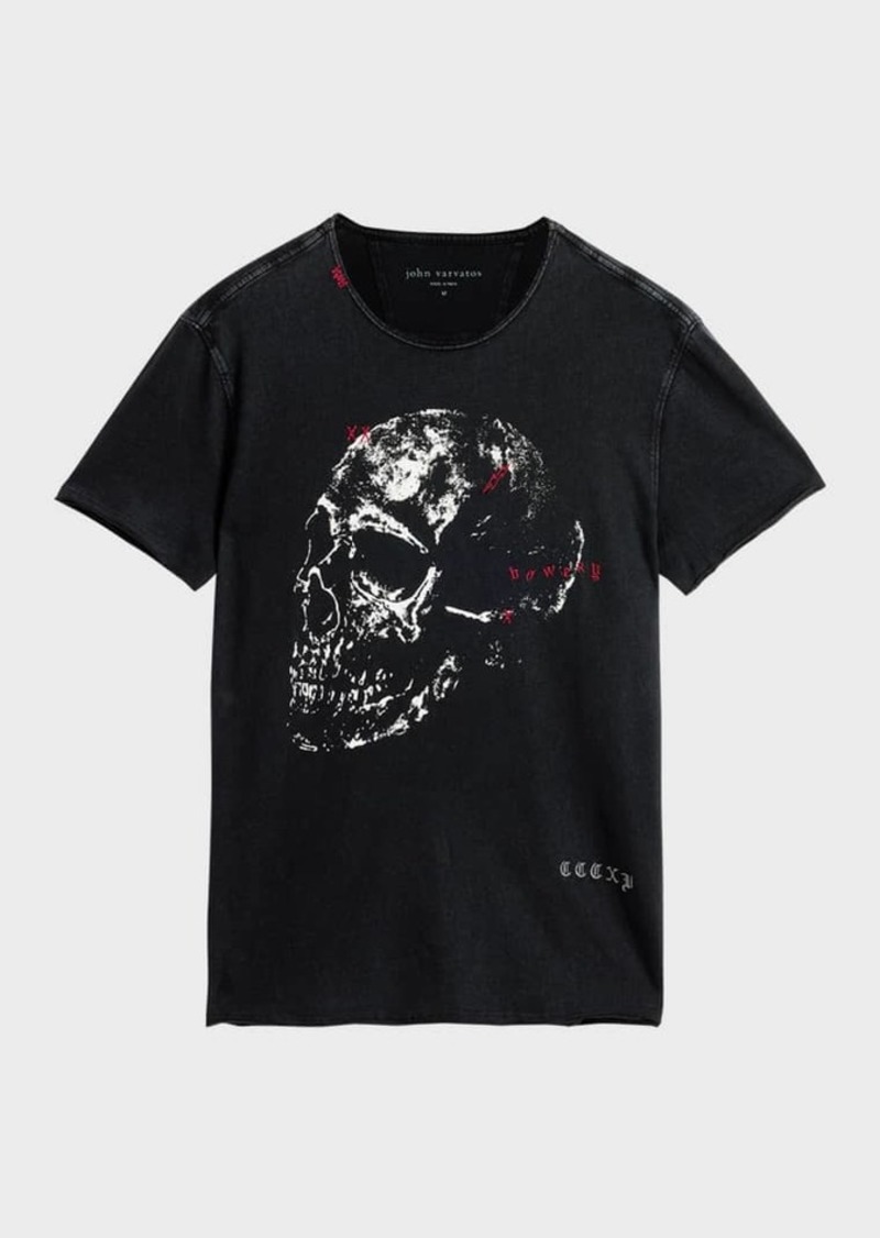 John Varvatos Men's Bowery Skull Raw-Edge T-Shirt