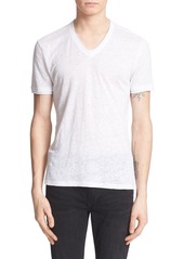 John Varvatos Linen Slim Fit V-Neck T-Shirt