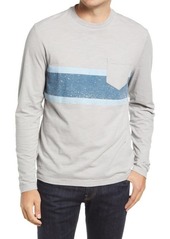 johnnie-O Moby Stripe Long Sleeve Pocket Graphic Tee in Steel at Nordstrom