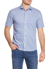johnnie-O Marco Prep-Performance Floral Short Sleeve Button-Up Shirt in Marlin at Nordstrom