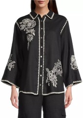 Johnny Was Addison Embroidered Linen Shirt